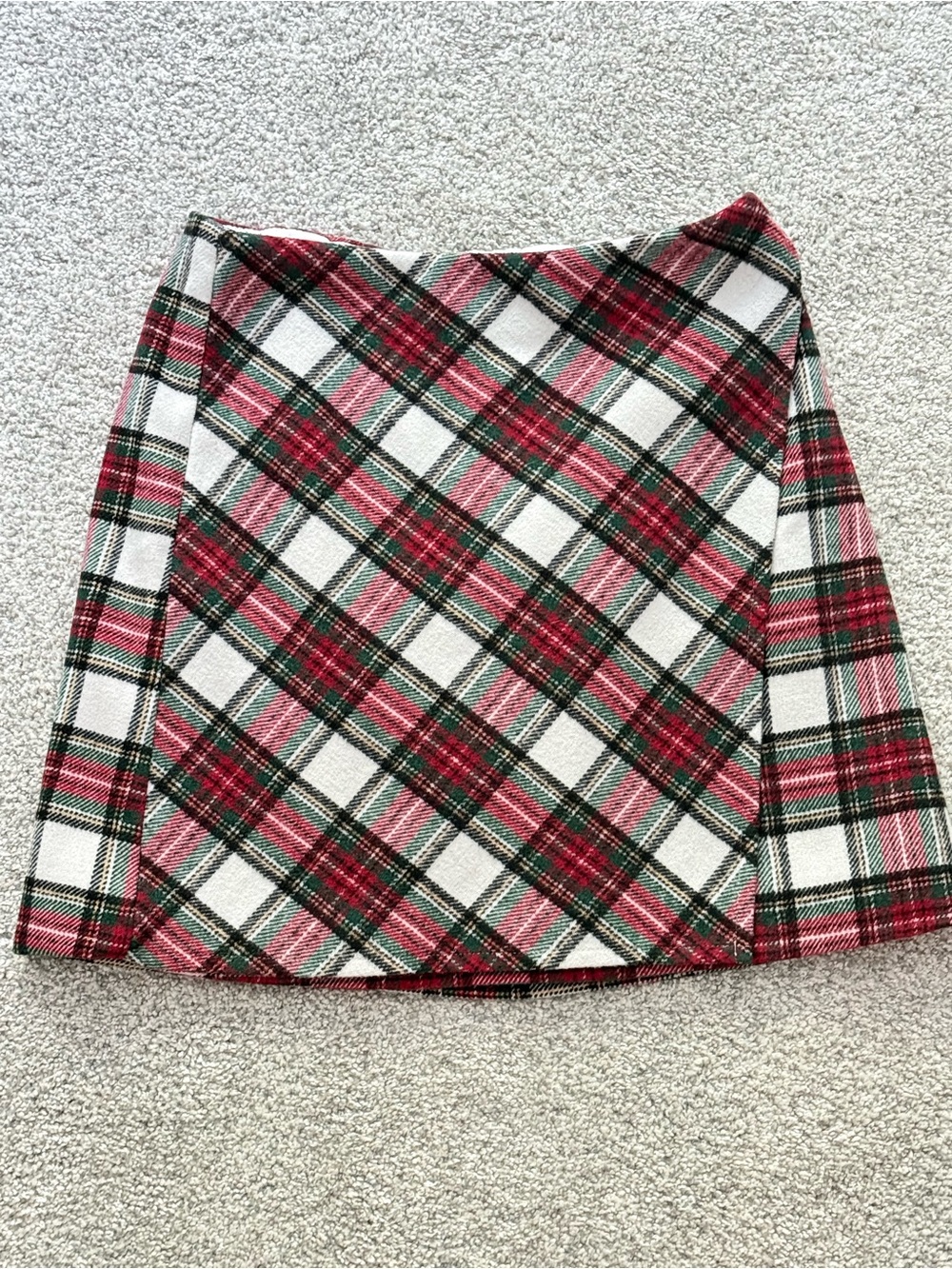 Hollister faux wrap  Red, White and Green Plaid Mini Skirt Sz CS